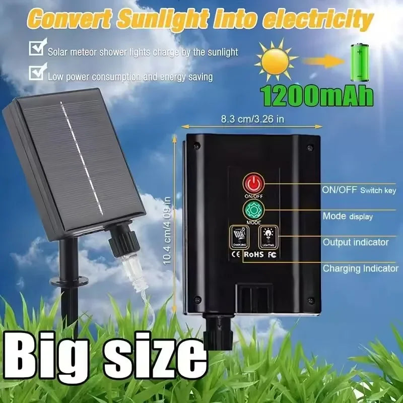 Wasserdichte Solar Feuerwerk Lichterkette mit Fernbedienung für vielseitige Garten-, Terrassen- & Weihnachtsdeko.