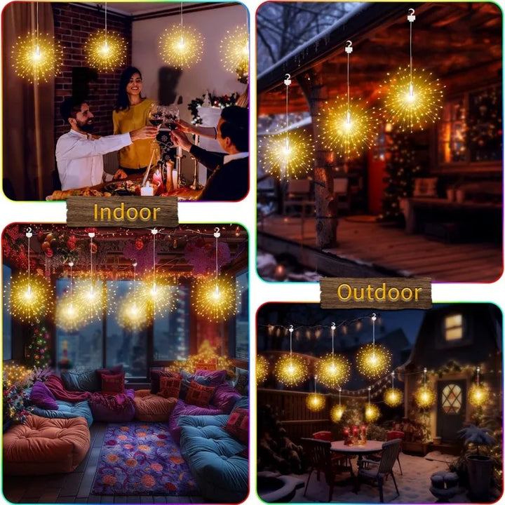 Einfache Outdoor Weihnachtsdeko: Solar Feuerwerk Lichterkette für Garten & Terrasse, mit LED-Beleuchtung.