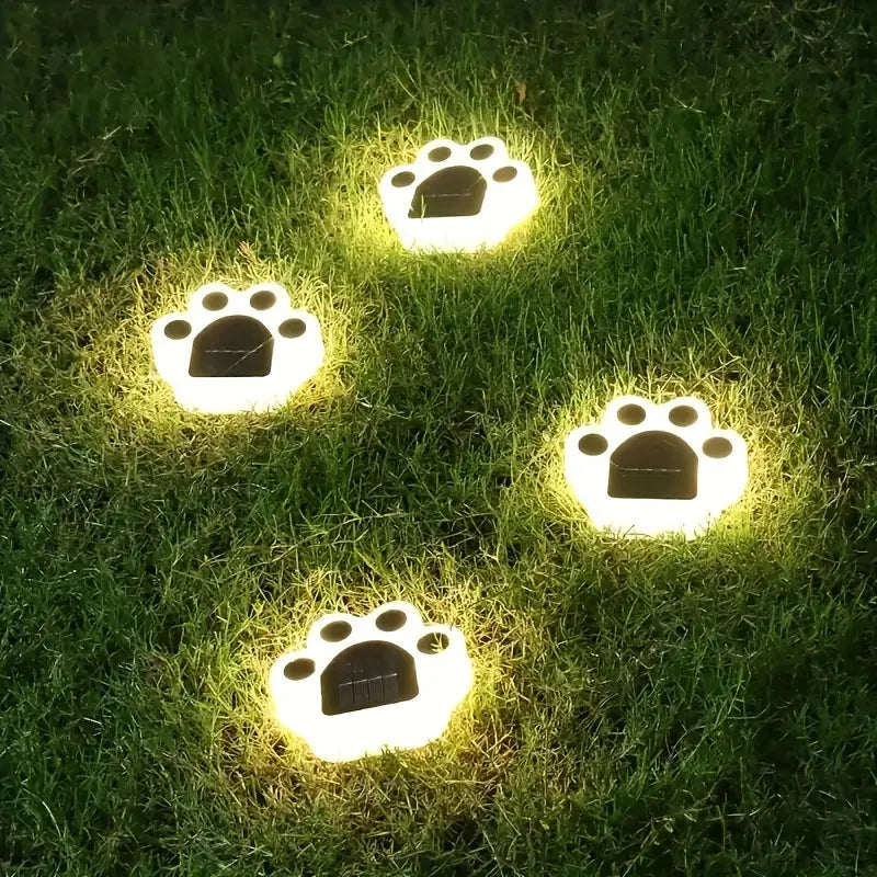 Solar-Gartenbeleuchtung Pfotenabdruck, charmante LED-Dekolichter für den Garten, wetterfest & energieeffizient.