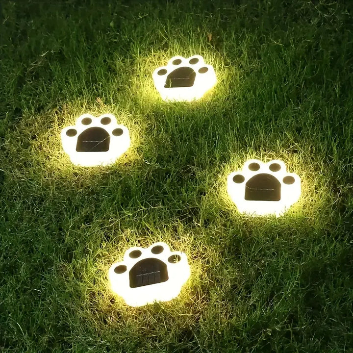 Solar-Gartenbeleuchtung Pfotenabdruck, charmante LED-Dekolichter für den Garten, wetterfest & energieeffizient.