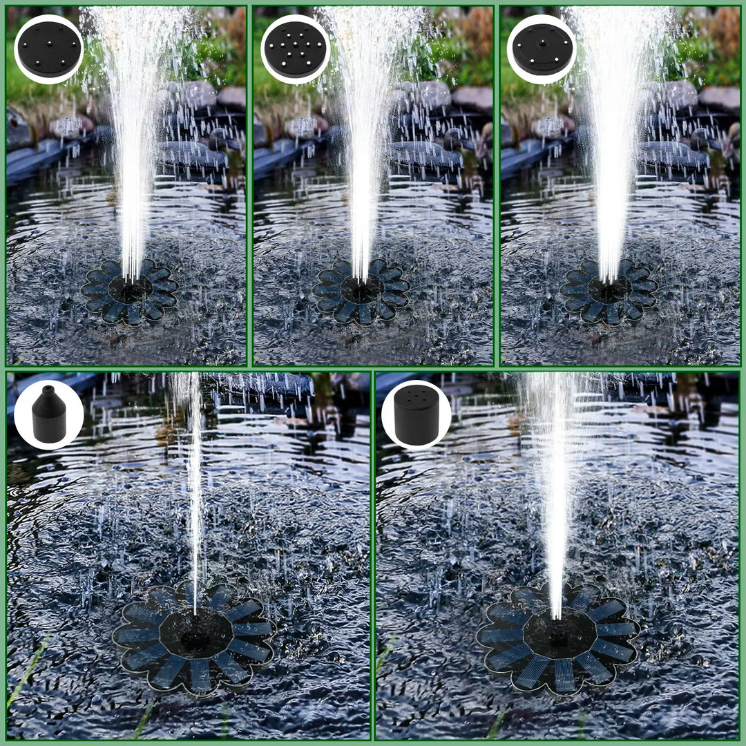 Stimmungsvolle Solar-Wasserfontäne mit verschiedenen Sprühbildern; perfekte Gartendeko & Teichpumpe.
