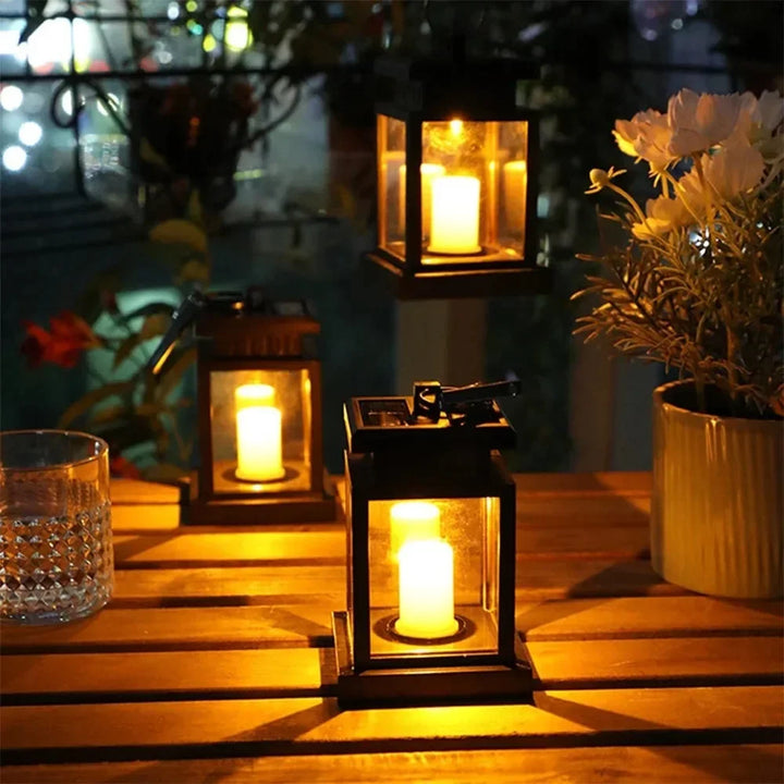 Realistischer LED-Flammeneffekt der Solarleuchte, perfekt für Garten und Terrasse, wasserdichte Außenbeleuchtung.