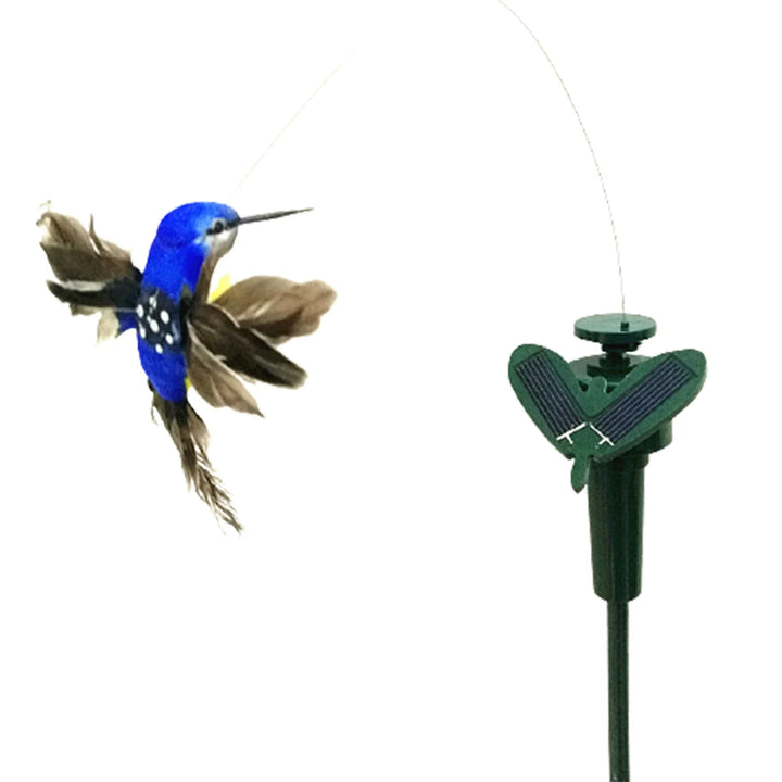 Solar Gartenstecker Sonnenblume leuchtet bei Nacht, mit Schmetterling/Kolibri. Magische Gartendeko für Außenbereich.