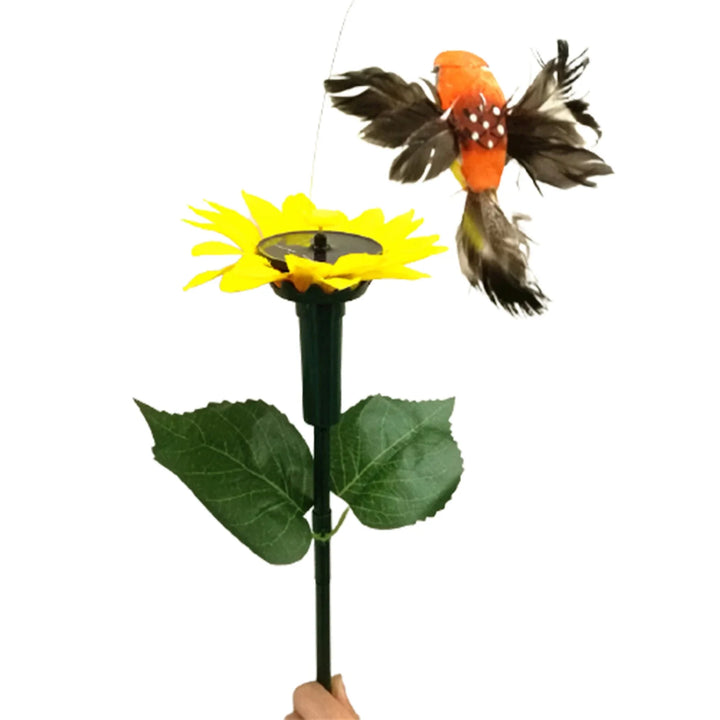 Farbenfroher Solar Sonnenblumen-Gartenstecker mit Kolibri, beleuchtet jeden Außenbereich umweltfreundlich.