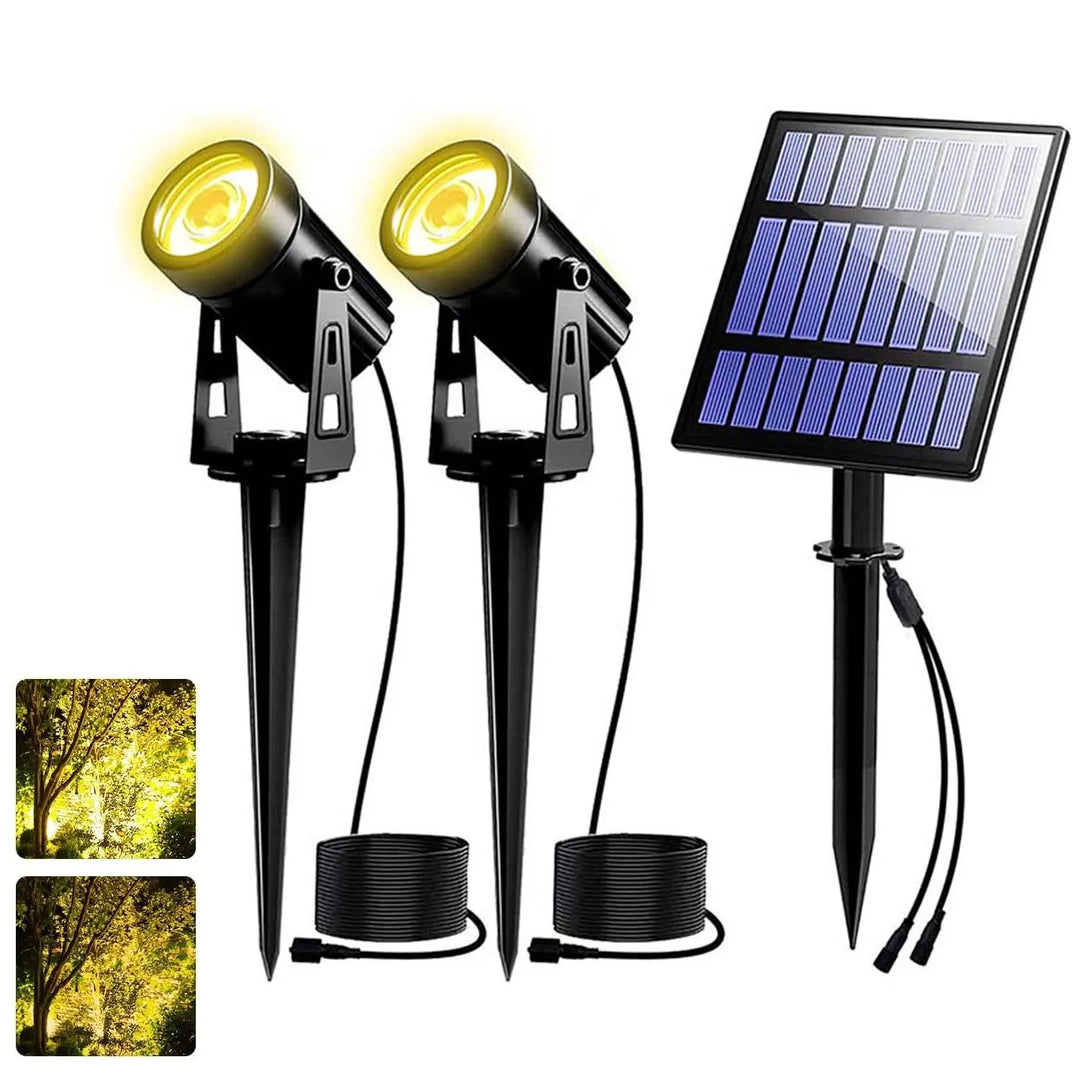 Solar Gartenstrahler DuoColor warm-/kaltweiß, wasserdicht IP65, automatische LED-Außenbeleuchtung für den Garten.