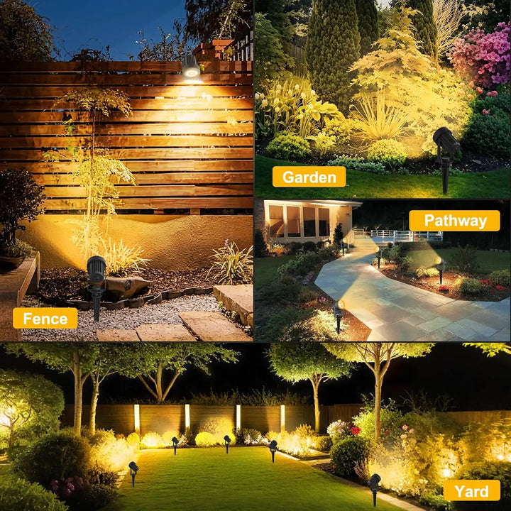 Helle Solar-Außenleuchte für Garten, Terrasse und Wege mit umschaltbarem Warm- oder Kaltweißlicht und IP65 Schutz.