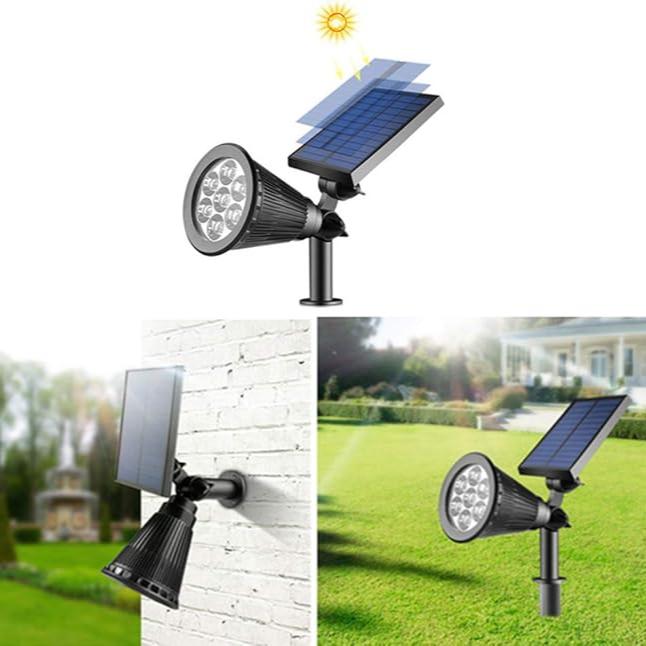 Wetterfester Solarstrahler für den Garten, robuste LED-Außenleuchte trotzt Wind und Wetter.