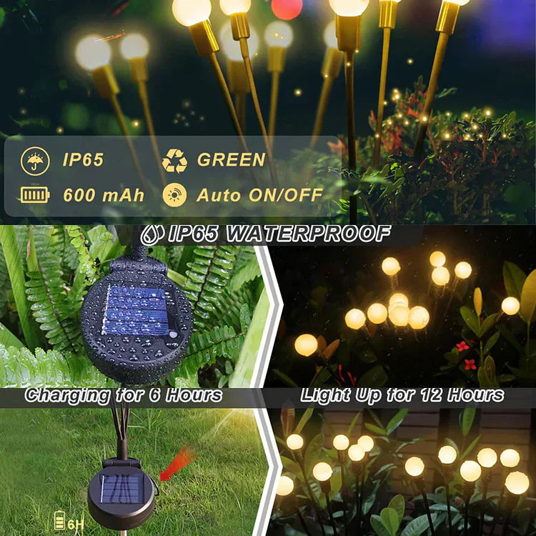 Energieeffiziente LED Solar Glühwürmchen Lichter für den Außenbereich, stimmungsvolle Deko-Beleuchtung.