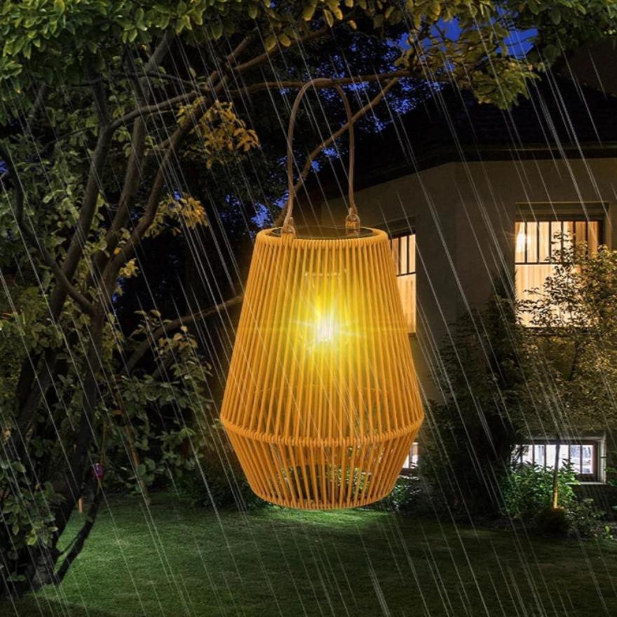 Gartenlampe Solar, handgewebt für Villa. Wasserdichte Terrassenbeleuchtung, eine elegante Landschaftsleuchte.