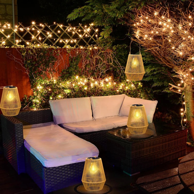 Handgewebte Solarlampe, wasserdicht, für Garten & Terrasse. Dekorative Außenbeleuchtung, perfekt für Villas.