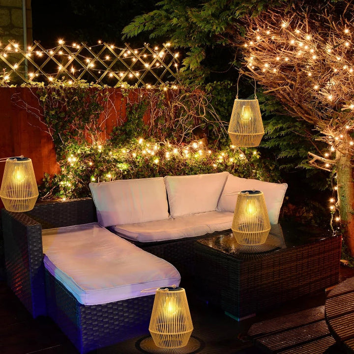 Handgewebte Solarlampe, wasserdicht, für Garten & Terrasse. Dekorative Außenbeleuchtung, perfekt für Villas.