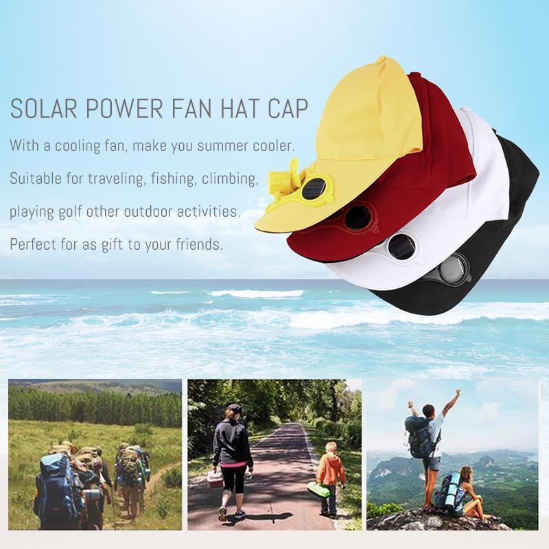 Innovatives Solar Cap mit integriertem Ventilator für optimale Belüftung & Kühlung bei heißem Wetter.