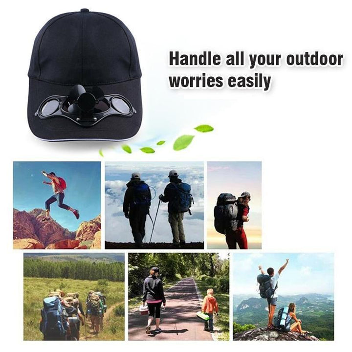 Atmungsaktive Solar Mütze mit Ventilator gegen Hitze im Sommer, beim Sport oder Gartenarbeit.