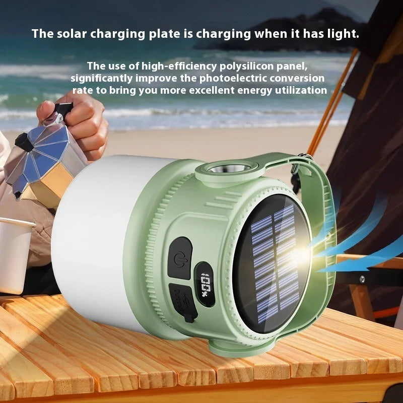 Wiederaufladbare LED Notfalllampe lädt sich per Solarpanel auf, bereit für jedes Outdoor-Erlebnis.