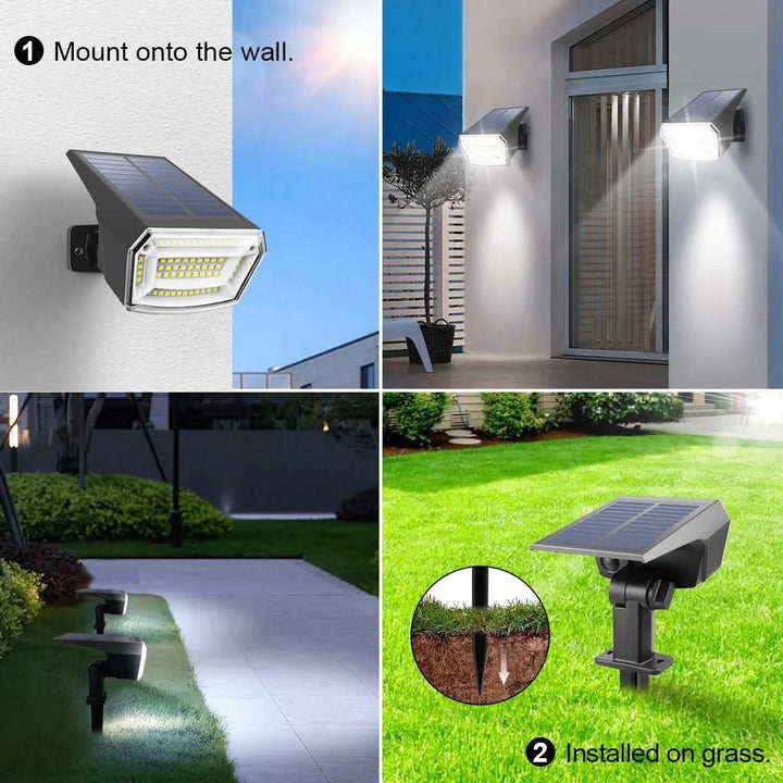 Vielseitiges Solar-LED-Flutlicht für Gärten, Terrassen & Eingänge. Mit Akku & Dämmerungssensor.