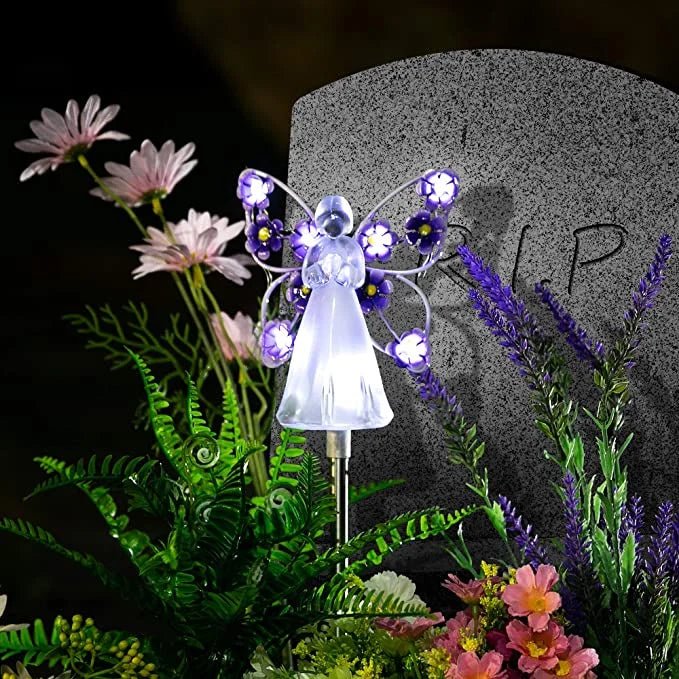 Solar LED-Gartenleuchte in Engel-Design, elegante Außenbeleuchtung für Garten & Balkon.