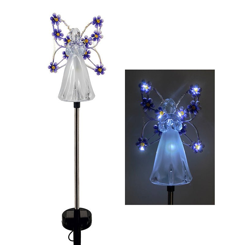 Wunderschöne Solarlampe mit Engel, integrierte LED-Beleuchtung für eine magische Gartendekoration.