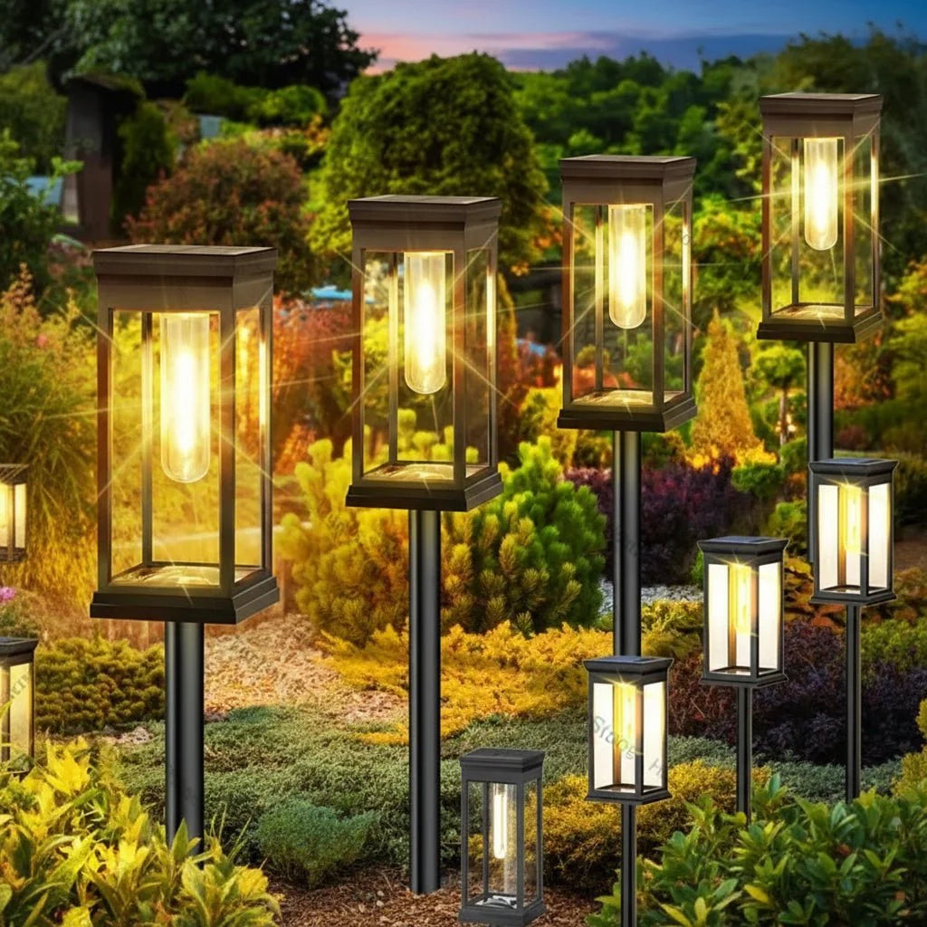 Solar-LED-Gartenleuchten mit automatischer Steuerung für stimmungsvolle Außenbeleuchtung. Wetterfest IP65.