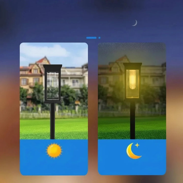 Moderne Solar-Gartenleuchte, wetterfest & energieeffizient, schafft stimmungsvolles Licht für Wege & Beete.