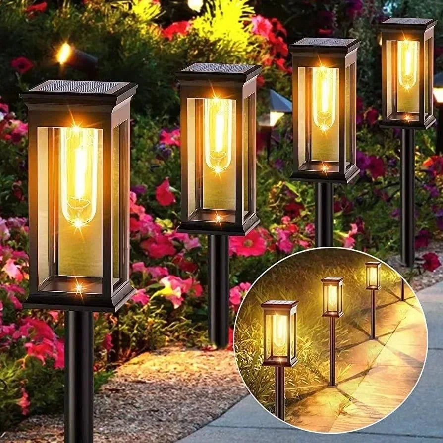 Robuste Solar-LED-Außenleuchte IP65 für Garten & Terrasse, automatische Einschaltung bei Dämmerung.