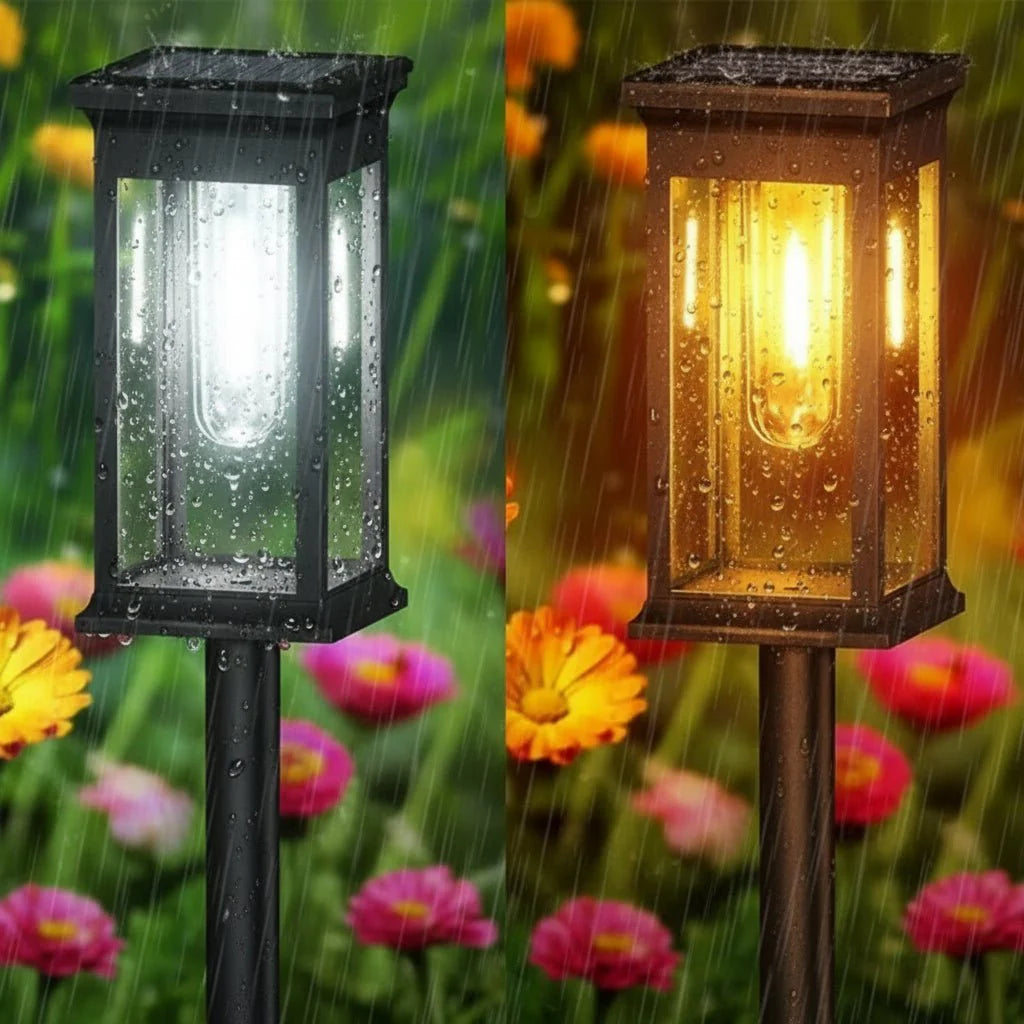 Set von Solar-LED-Leuchten für stimmungsvolle Gartenbeleuchtung, energiesparend & einfach zu installieren.
