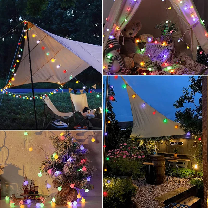 Wetterfeste Solar-Lichterkette für Balkon & Terrasse. Schafft stimmungsvolle Ambiente-Beleuchtung außen.