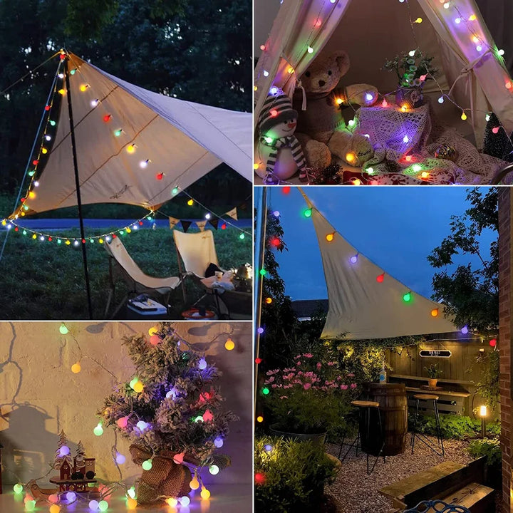 Wetterfeste Solar-Lichterkette für Balkon & Terrasse. Schafft stimmungsvolle Ambiente-Beleuchtung außen.