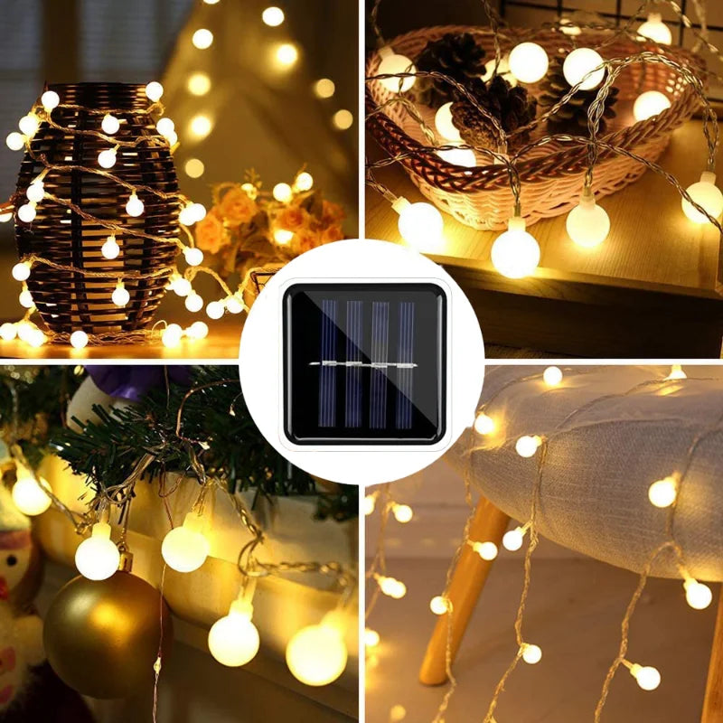 Robuste Solar LED Lichterkette für Garten & Partys. Umweltfreundliche, wetterfeste Außenbeleuchtung mit Solarenergie.