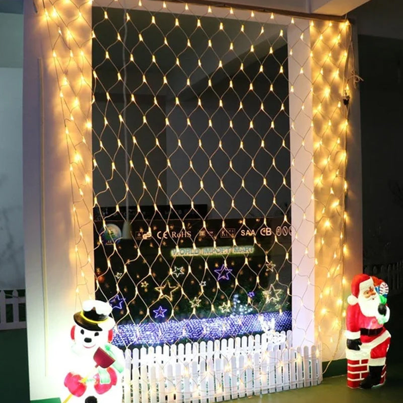 Solar LED Lichtnetz für Garten & Terrassenbeleuchtung. Wetterfeste Outdoor Deko, schafft Ambiente.
