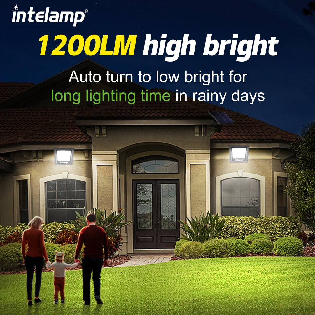 Umweltfreundliches Solar-LED-Set mit 1200LM für optimale Ausleuchtung von Wegen, Garten und Auffahrten.