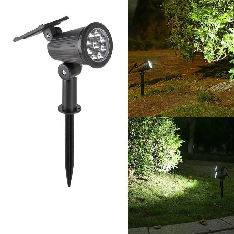 Robuster Solar LED Außenstrahler, wasserdicht. Zuverlässige Garten- und Hofbeleuchtung bei jedem Wetter.