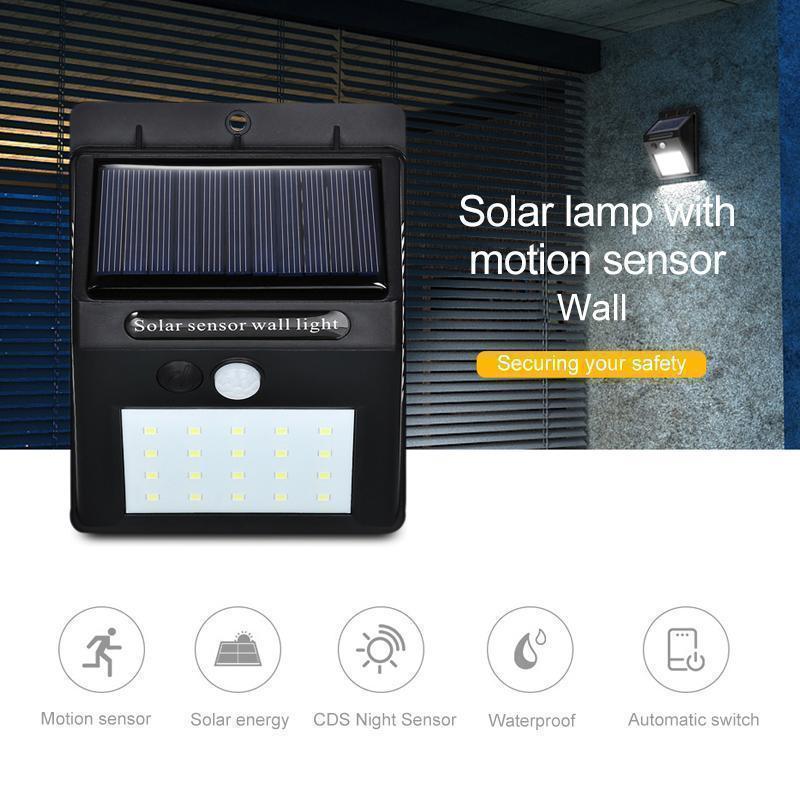 Kabellose, wetterfeste Solar-LED-Wandleuchte mit Bewegungsmelder für flexible Außenbeleuchtung.