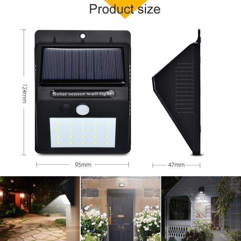 Nahaufnahme der Solar-LED-Wandleuchte mit Bewegungsmelder und leistungsstarken LEDs.