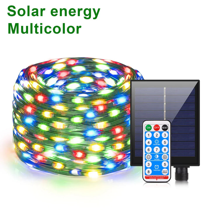 Dekorative Solarlichterkette schafft gemütliche Atmosphäre für Gartenpartys, Hochzeiten & Weihnachten.
