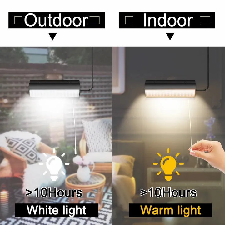 Vielseitige Solar-Pendelleuchte für Innen & Außen. Energiesparende Gartenbeleuchtung, IP65.