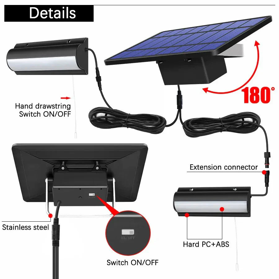 Moderne Solar-Außenleuchte IP65 für Pergola & Carport. Kaltweißes Licht für klare Sicht.