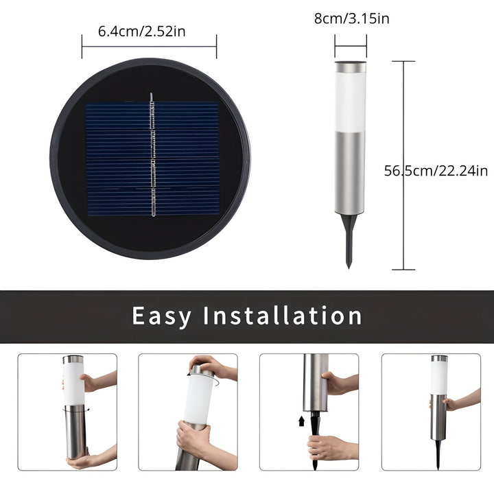 Moderne Solar-Post-Leuchte Edelstahl mit tageslichtweißem LED, robust und ideal für Außenbereiche.