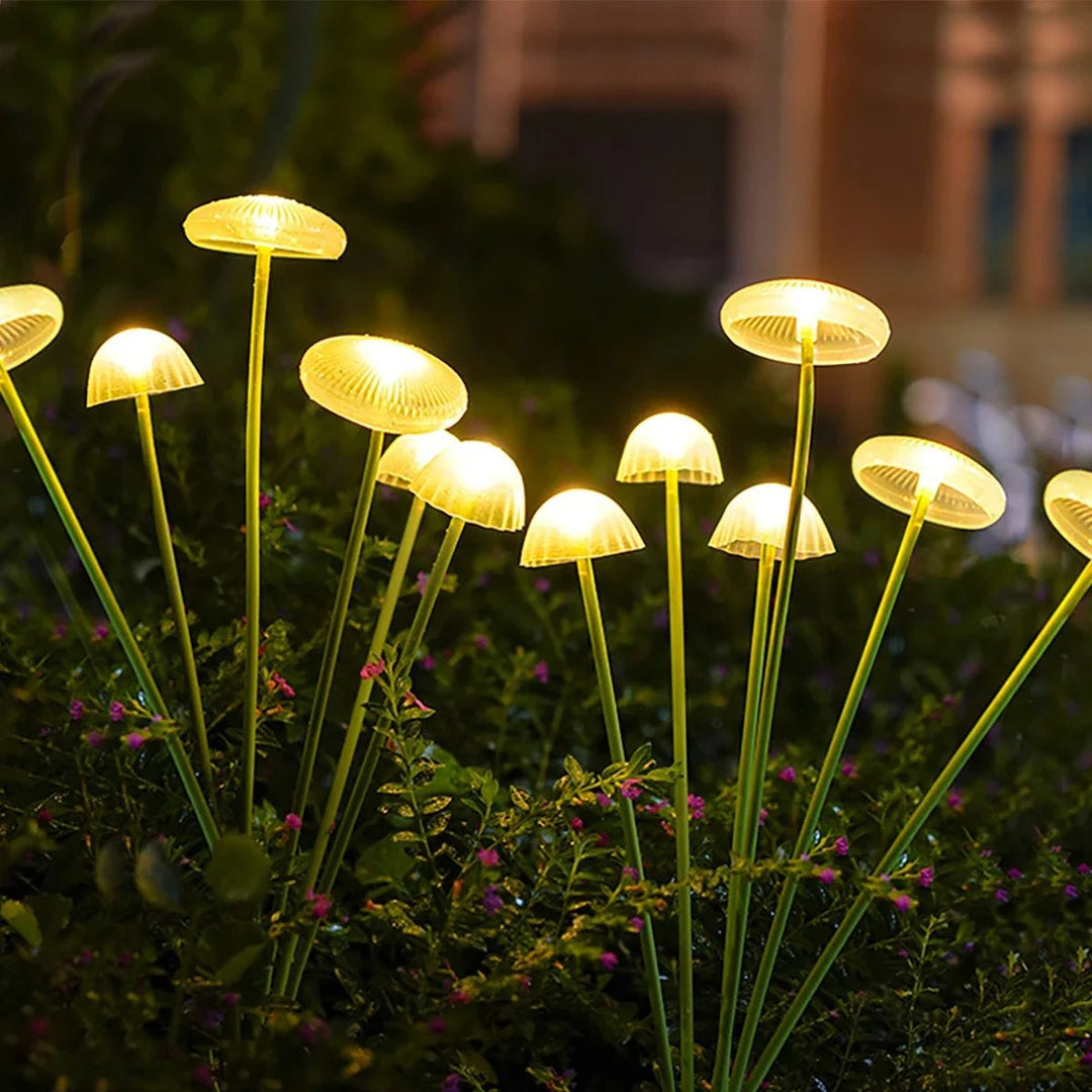 Magische Solar-Gartenleuchte, Quallenpilz-Optik, stimmungsvolle LED-Außenbeleuchtung für Terrassen.