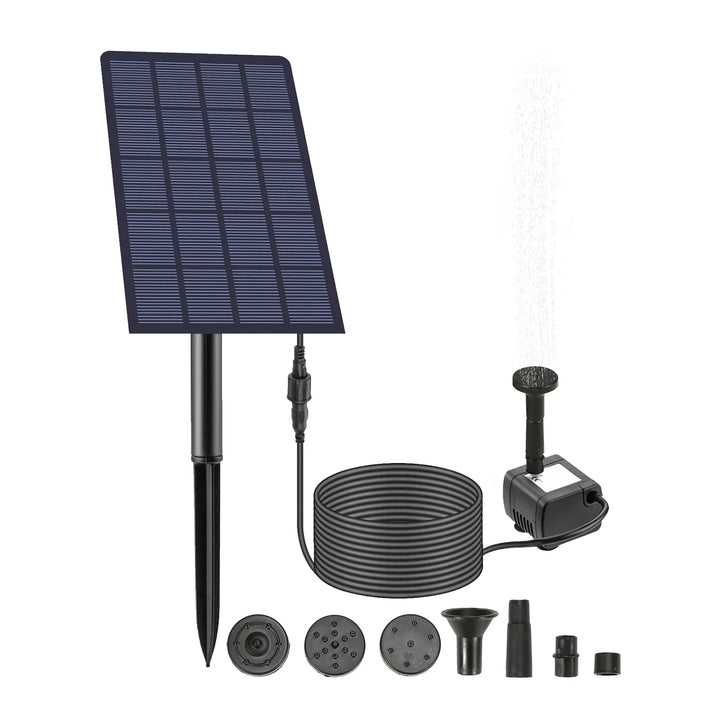 6-in-1 Solar-Wasserspiel Set, ideal für Gartendekoration und Vogelbad im Außenbereich.