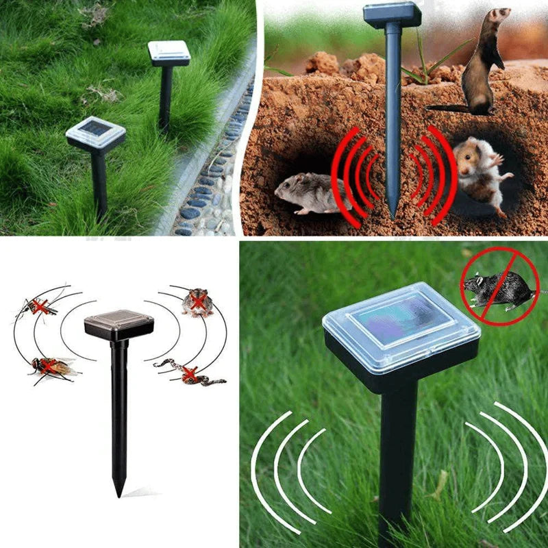 Solar-Tiervertreiber Ultraschall für Garten, schützt effektiv vor Mäusen, Maulwürfen & Schlangen.