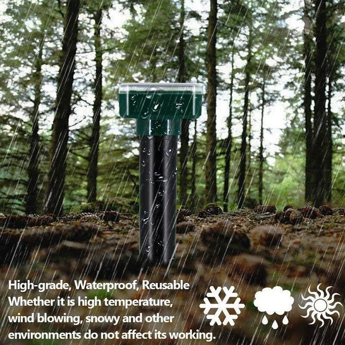 Wetterfester Solar-Maulwurfschreck für den Garten, effektive Ultraschall-Schädlingsabwehr.