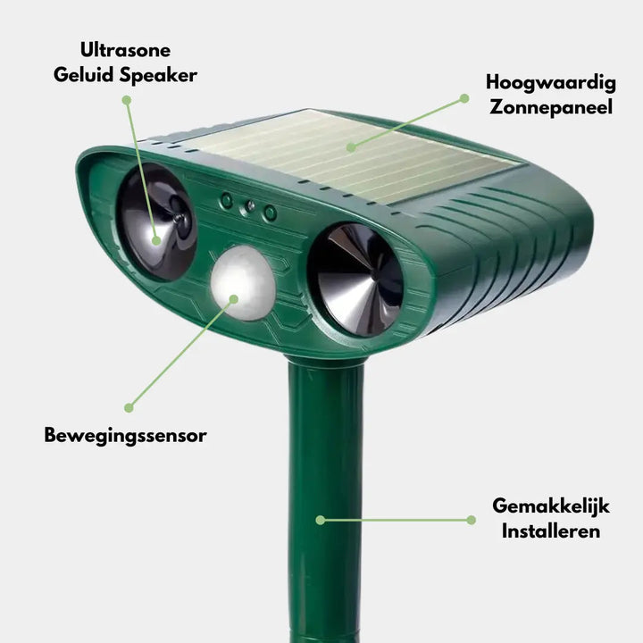Wetterfester Solar-Katzenvertreiber für den Außenbereich, schützt Ihren Garten effektiv per Ultraschall.
