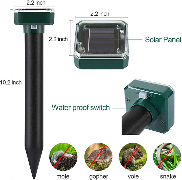 Solar-Ultraschall-Gerät im Garten platziert, zur autonomen Tierabwehr von Schädlingen.