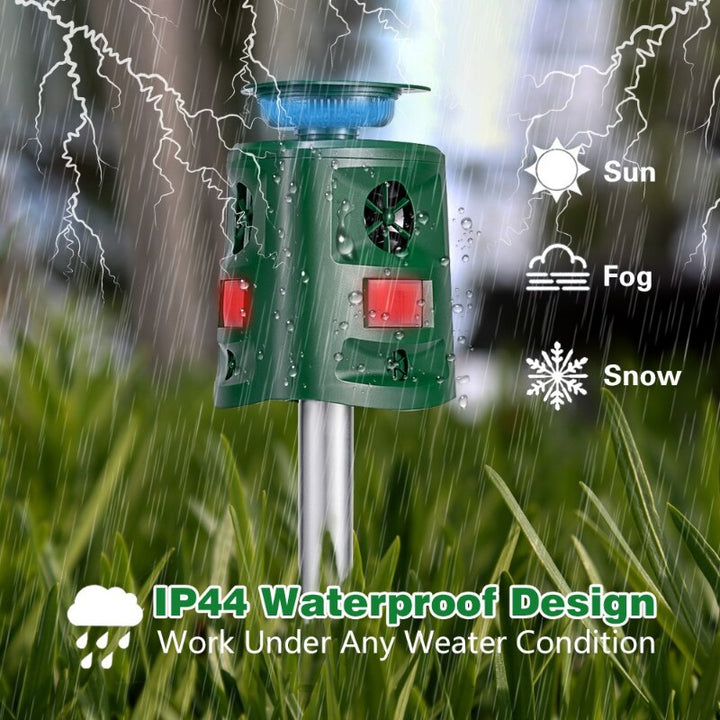 Effektiver Solar-Ultraschall-Tierrepeller für den Außenbereich, wetterfest und wartungsarm.