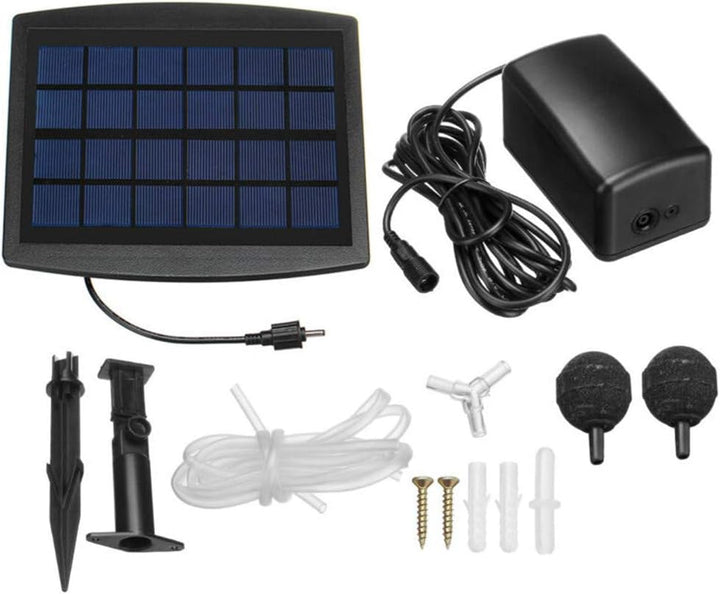 Robuste solarbetriebene Sauerstoffpumpe 2,5W für dauerhafte Teich- & Aquarienbelüftung. Wartungsarmes Kit für klare Wasserqualität.