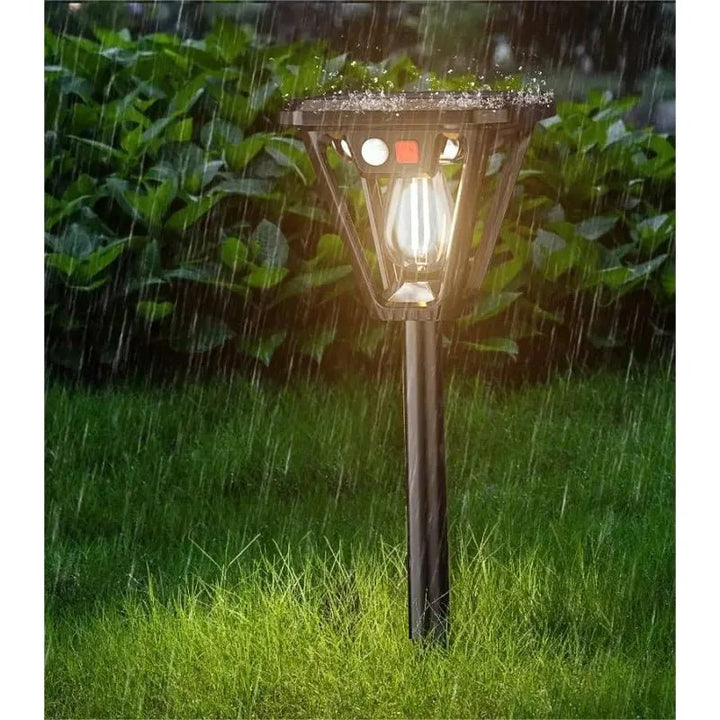 Moderne LED Solarlampe für den Garten. Automatische, wetterfeste Gartenbeleuchtung mit Bewegungsmelder.
