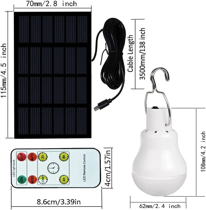 Vielseitige Solar-LED-Lampe LumiCamp Pro, dimmbar, wasserdicht IP55, USB-Ladefunktion für Camping, Garten & Notfälle.
