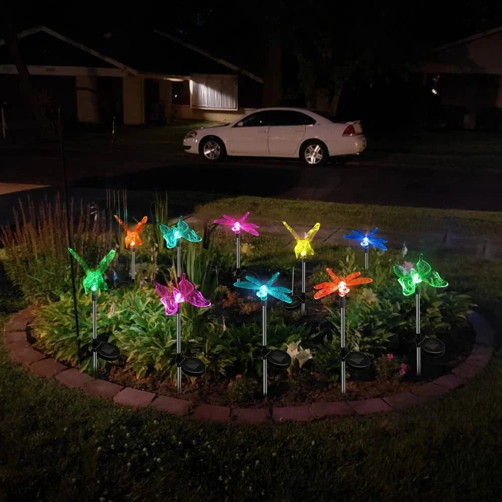 Wetterfeste LED-Außenleuchte: Solare Gartenlampe Schmetterling, Kolibri oder Libelle Gartendeko.