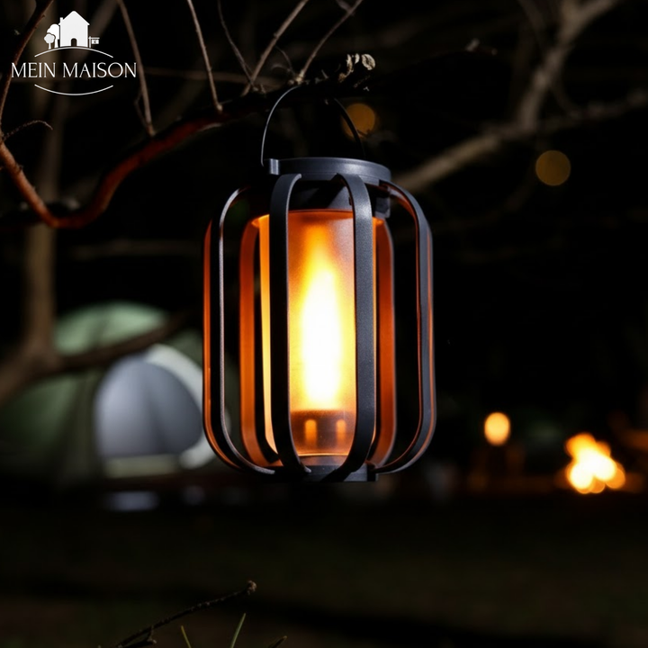 Solare LED-Laterne mit realistischer Flammenlicht-Simulation für stimmungsvolle Gartenbeleuchtung.