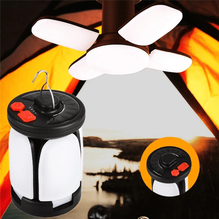 Solare USB-Campinglaterne mit Faltpanelen für helle, wetterfeste Outdoor-Beleuchtung bei jedem Abenteuer.